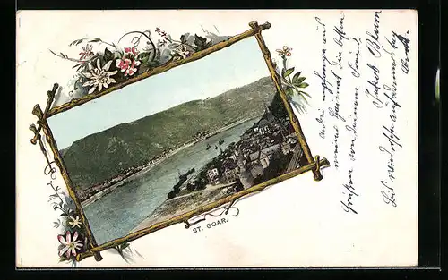 AK St. Goar, Totalansicht aus der Vogelschau