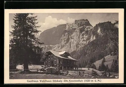 AK Melchtal, Gasthaus Waldhaus Stöckalp mit Keselenfluh