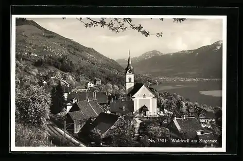 AK Walchwil am Zugersee, Totalansicht aus der Vogelschau