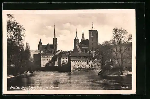 AK Breslau, Kreuzkirche, Dom und Sandkirche