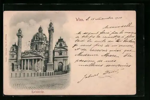 AK Wien, vor der Karlskirche