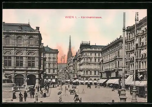 AK Wien, Kärntnerstrasse mit Passanten