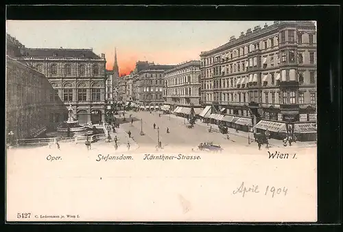 AK Wien, Kärntnerstrasse mit Stefansdom und Oper