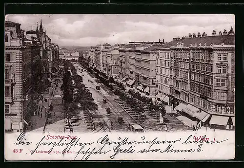 AK Wien, Schotten-Ring mit Strassenbahnen