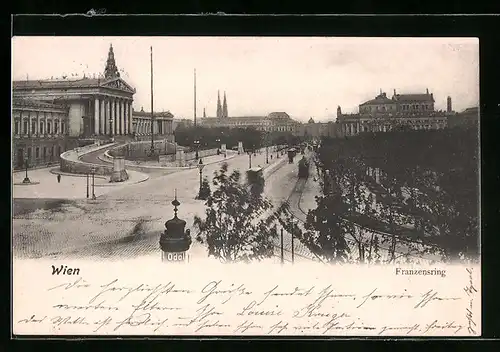 AK Wien, Franzensring mit Strassenbahnen