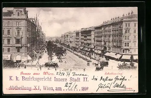 AK Wien, Schottenring mit Pferdebahn
