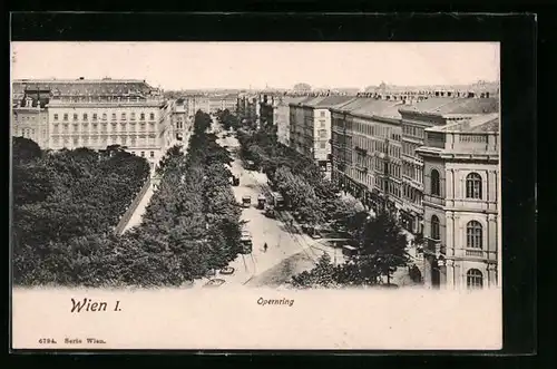 AK Wien, Opernring mit Strassenbahnen