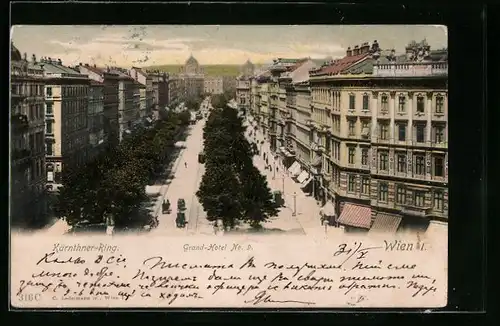 AK Wien, Kärnthner-Ring mit Grand-Hotel No. 9