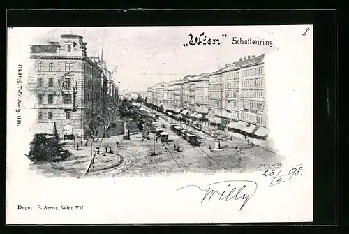 AK Wien, Schottenring mit Pferdebahnen
