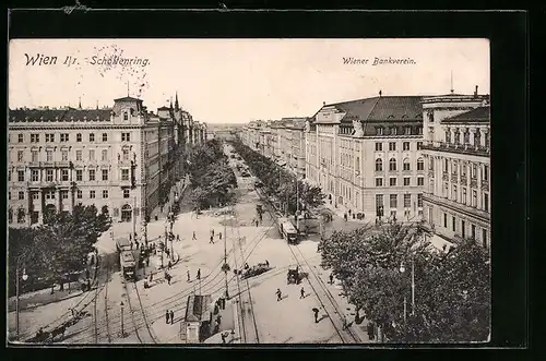 AK Wien, Schottenring mit Strassenbahn und Wiener Bankverein