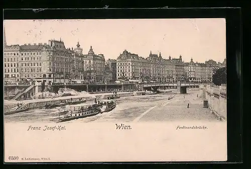 AK Wien, Franz-Josefs-Kai mit Ferdinandsbrücke