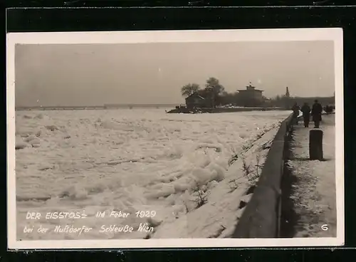 AK Wien, Eisstoss 1929 an der Nussdorfer Schleuse