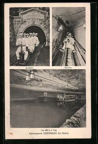 AK Dürnberg, Salzbergwerk, Ausfahrt, Rutsche, See