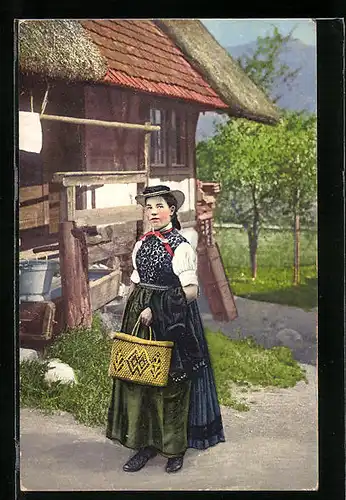 AK Mädchen in Tracht aus dem Elztal