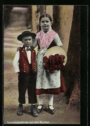 AK Schwarzwaldkinder aus dem Renchtal in niedlicher Tracht