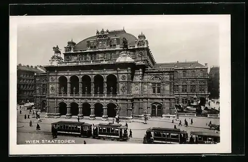 AK Wien, Strassenbahnverkehr vor der Staatsoper