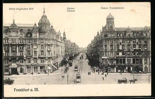 AK Frankfurt a. M., Kaiserstrasse mit Strassenbahnverkehr