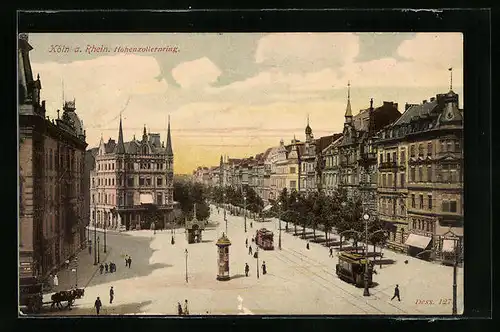 AK Köln, Hohenzollernring mit Strassenbahnen