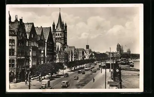 AK Köln, Strassenbahnverkehr an der Frankenwerft