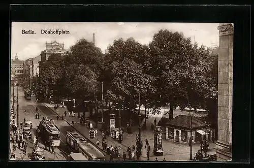 AK Berlin, Dönhoffplatz mit Strassenbahnverkehr