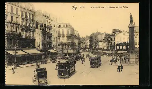 AK Lille, La Grand'Place et Tramways
