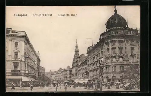 AK Budapest, Erzsébet-körút, Tramway