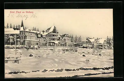 AK Stolberg, Hotel Fürst im Winter