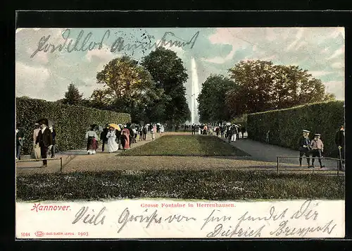 AK Hannover-Herrenhausen, Grosse Fontaine im Park