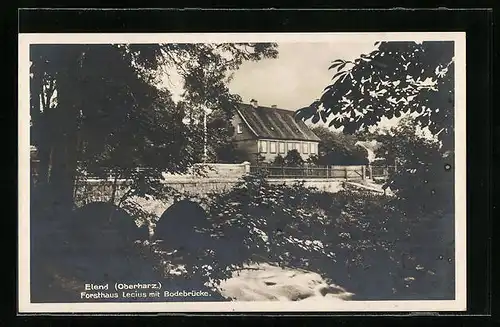 AK Elend / Oberharz, Forsthaus Lecius mit Bodebrücke