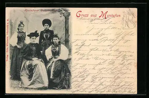 AK Schöne Frauen in Montafoner Volkstrachten