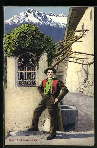 AK Meraner Bauer aus Südtirol in einer Strasse stehend
