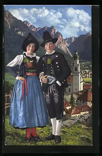 AK Costumi di Pusteria, Paar in pusterthaler Tracht