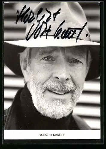 AK Schauspieler Volkert Kraeft mit Hut, mit original Autograph