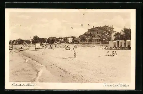 AK Niendorf / Ostseebad, Strand mit Kurhaus