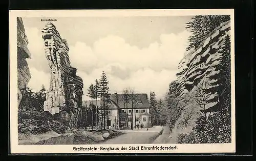 AK Ehrenfriedersdorf, Greifenstein-Berghaus und Kreuzfelsen