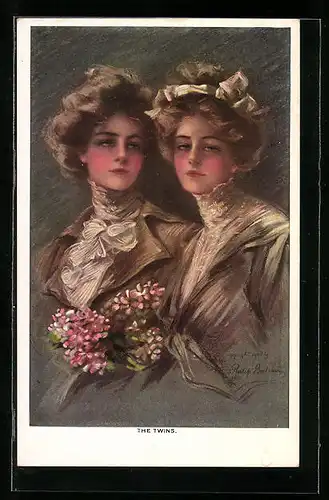 Künstler-AK Philip Boileau: The Twins, Zwei weibliche Zwillinge
