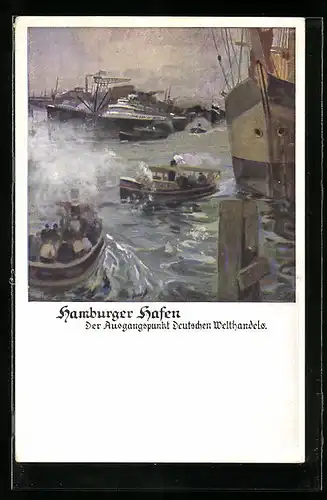 Künstler-AK Otto Amtsberg: Hamburg, Hamburger Hafen