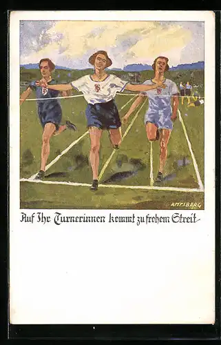 Künstler-AK Otto Amtsberg: Turnerinnen bei einem Wettlauf