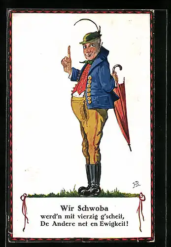 Künstler-AK Hans Boettcher: Schwabe mit erhobenem Zeigefinger