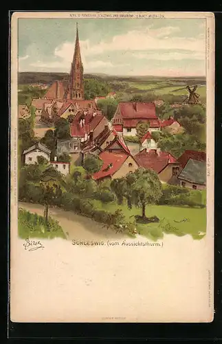 Künstler-AK Carl Biese: Schleswig, Ortspartie mit Kirche vom Aussichtsturm