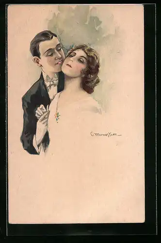 Künstler-AK C. Monestier: Herr hält Hand von Dame