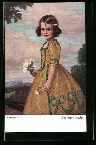 Künstler-AK Corneille Max: Das kleine Fräulein mit Blumen