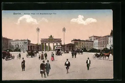 AK Berlin, Pariser Platz mit Brandenburger Tor