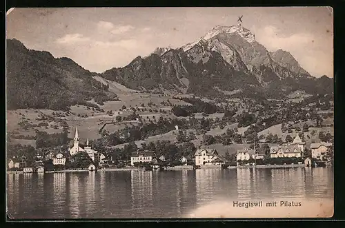 AK Hergiswil, Gesamtansicht mit Pilatus