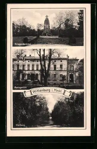 AK Wittenburg i. Meckl., Amtsgericht, Kriegerdenkmal, Waldweg