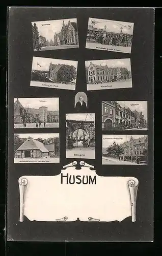 AK Husum, Viehmarkt, Grossstrasse, Schloss