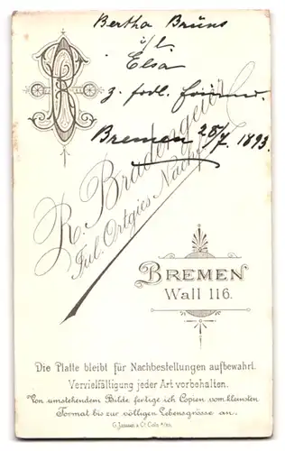 Fotografie R. Bradengeier, Bremen, Wall 116, Junge Dame im Kleid mit Stehkragen