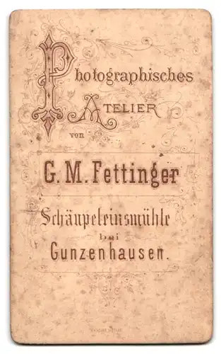 Fotografie G. M. Fettinger, Gunzenhausen-Scheupeleinsmühle, Älterer Herr mit Vollbart