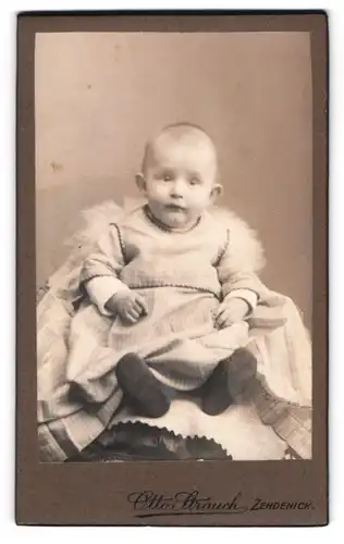 Fotografie Otto Strauch, Zehdenick, Am Markt 1, Süsses Kleinkind im karierten Kleid