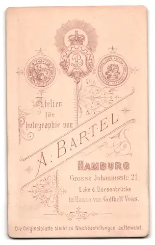 Fotografie A. Bartel, Hamburg, Grosse Johannisstr. 21, Bürgerliche Dame mit Hochsteckfrisur